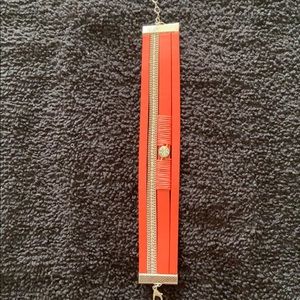 Pink leather bracelet